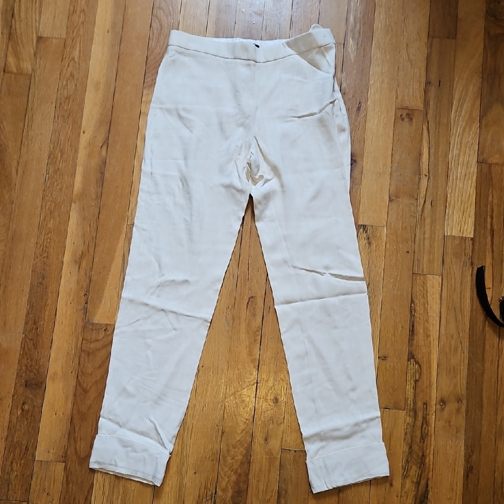 THE ROW Silk Blend cream Cuffed Side Zip Pants